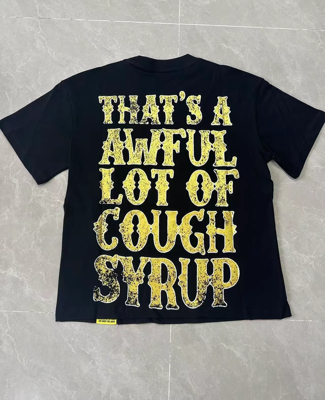 2212#Black | THAT'S A AWFUL LOT OF COUGH SYRUP In Stock Real shot American simple fashion brand loose casual T-shirt Fabric (fabric): 32 counts Weight combed double yarn pure cotton Sizes (size): S-M L X L Color (colour): Black